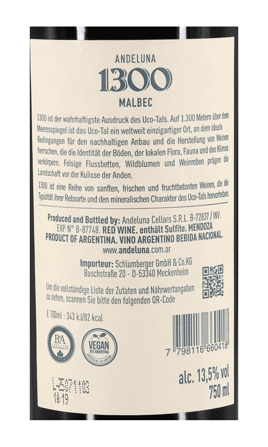 Andeluna Malbec 1300