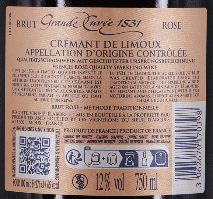 Sieur d'Arques Aimery Rosé Grande Cuvée 1531 Cremant de Limoux Brut