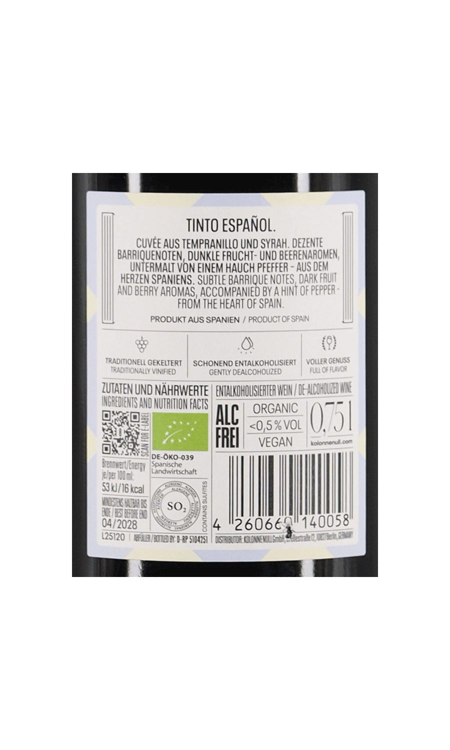 Kolonne Null Tinto Espanol alkoholfrei