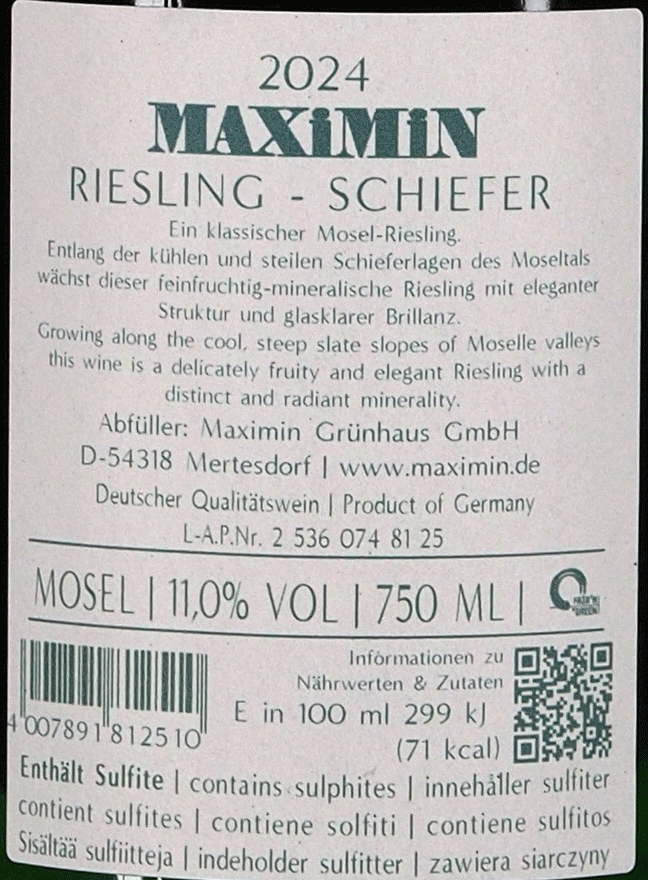 Maximin Grünhaus MAXIMIN Riesling Edition Schiefer