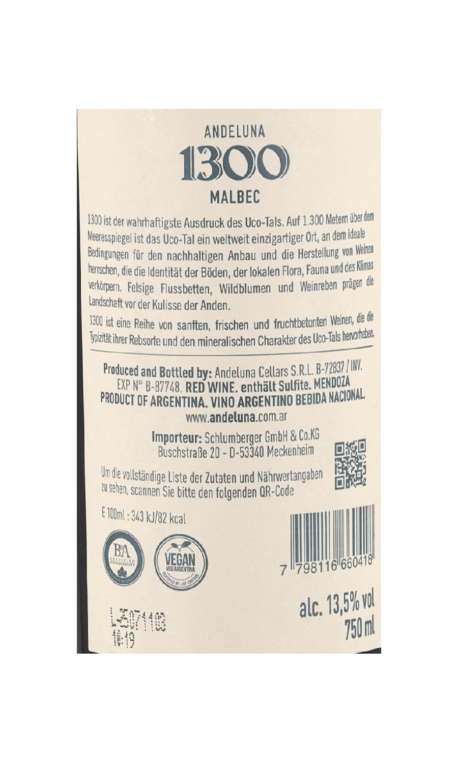 Andeluna Malbec 1300