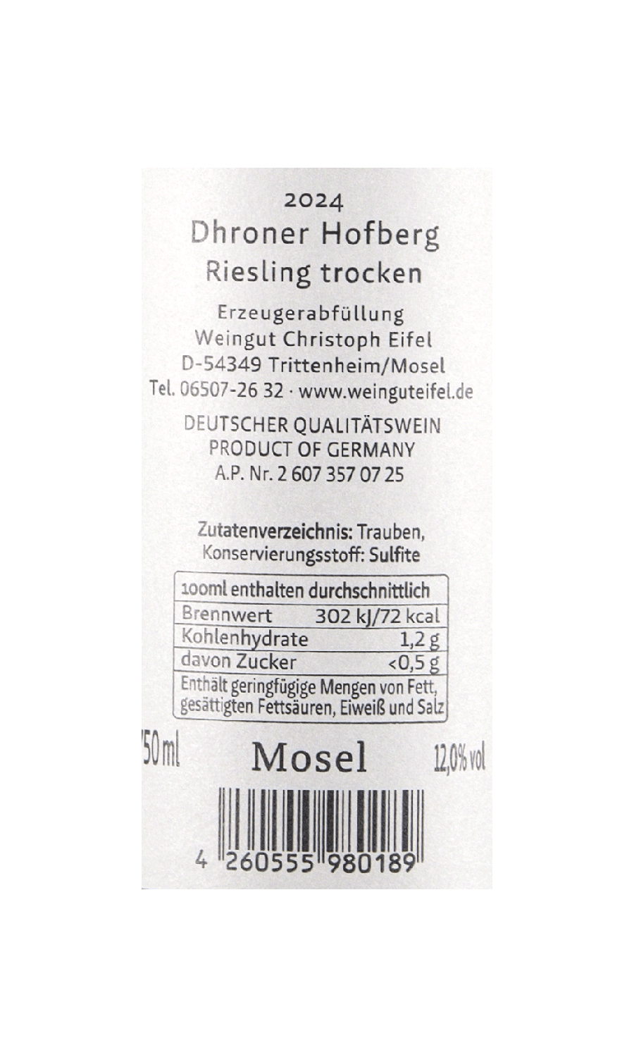 Eifel Dhroner Hofberg Riesling